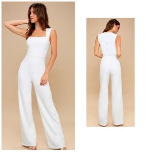 Lulu’s women’s enticing endeavors white jumpsuit